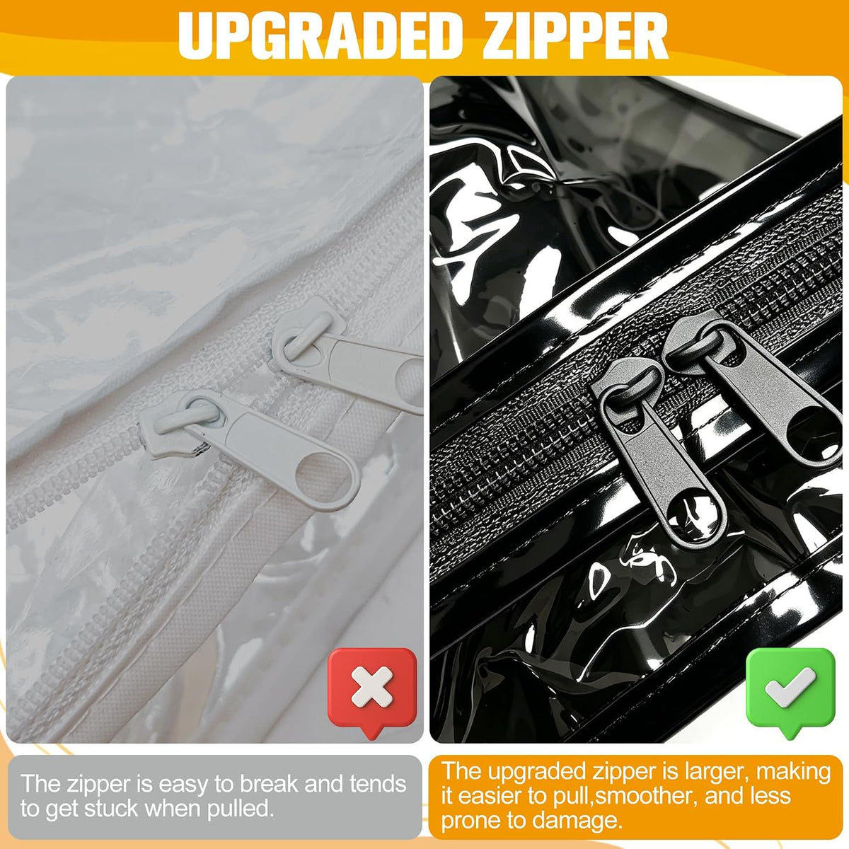 Plastic Storage Bags with Easy-Glide Zipper, Durable Clear Vinyl Zippered Storage Bags for Clothes Sweaters Comforters Blankets Sheets Bedding (15.7 x 13.8 x 3.9 Inch, Transparent White)