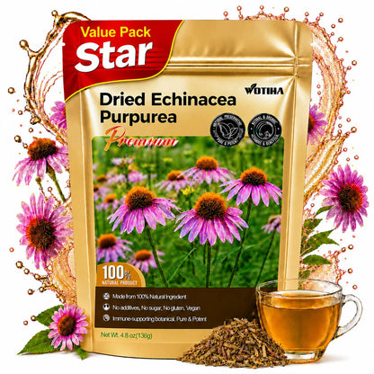 WOTIHA Dried Echinacea Herb 136g (4.8 oz), Echinacea purpurea Loose Leaves for Herbal Tea