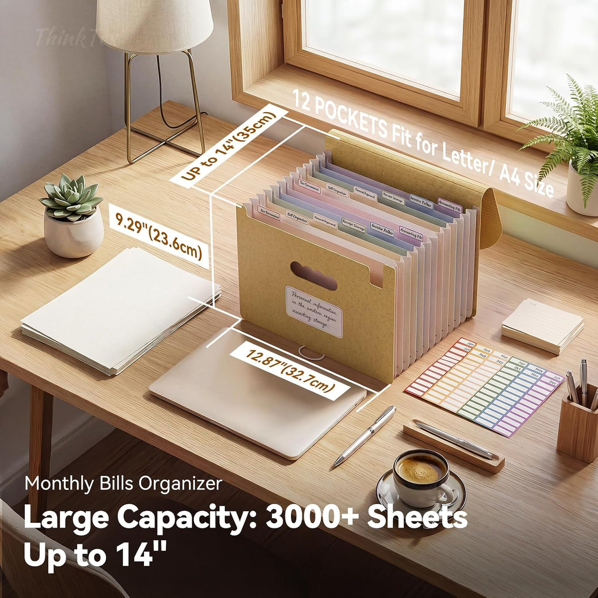 ThinkTex Accordion File Organizer, 12 - Pocket Expanding File Folders