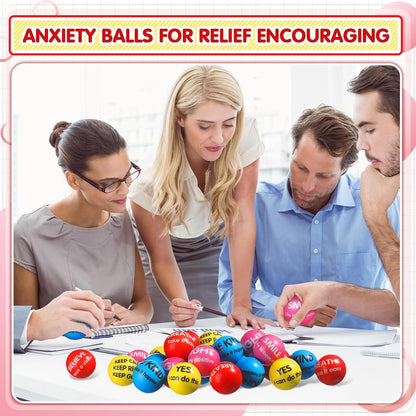Liliful 100 Pcs Motivational Stress Balls Bulk Inspirational Squeeze Balls for Adults Anxiety Relief Fidget Toys Office Employee Gifts Classroom Rewards 2.2 Inch (Bright Colors)