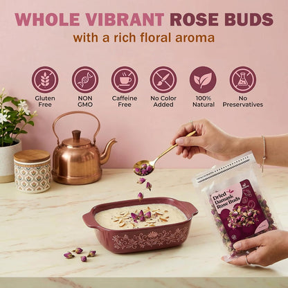 Dried Rose Buds, 5oz, Gluten Free, Non-GMO Damask Rose Tea