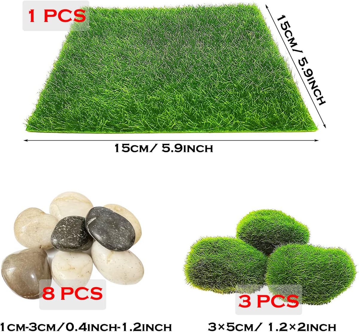 Cayway 26 PCS Outdoor Fairy Garden Miniatures Mini Zen Garden Accessories, Artificial Grass, Model Trees, Terrarium Ornaments, Dollhouse Supplies, Bonsai Decorative Craft Tools Kit