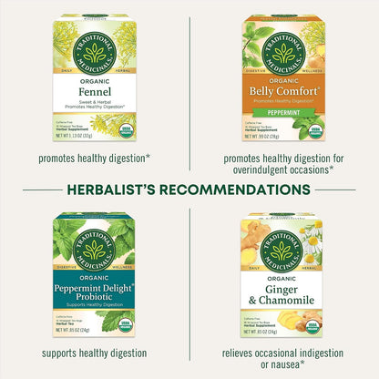 Traditional Medicinals Tea, Organic Peppermint, Soothes Your Belly, Refreshing & Minty, 96 Tea Bags (6 Pack)
