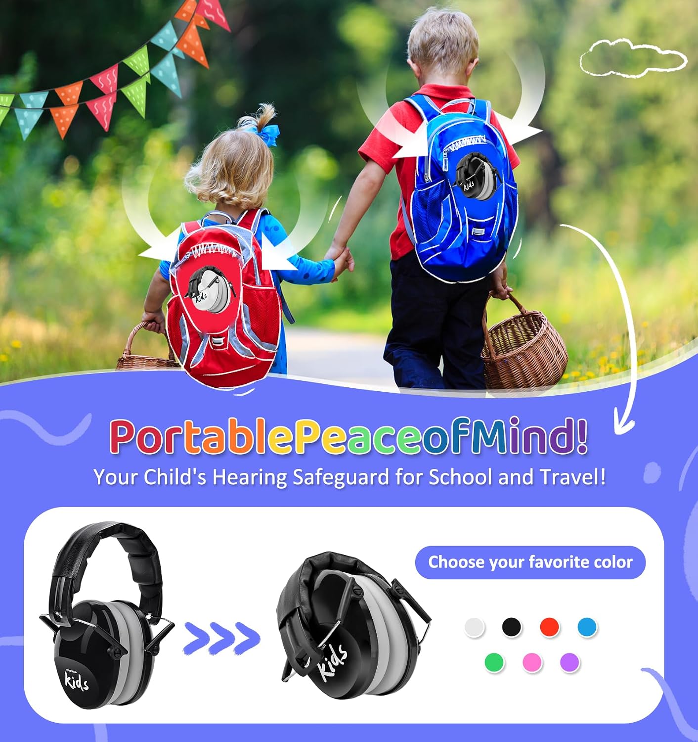 PROHEAR 032 Kids Ear Protection – Ear Muffs for Noise Reduction, 25NRR Noise Cancelling Headphones for Kids,Toddlers, Autism, Sensory Use, Hearing Protection – Orange