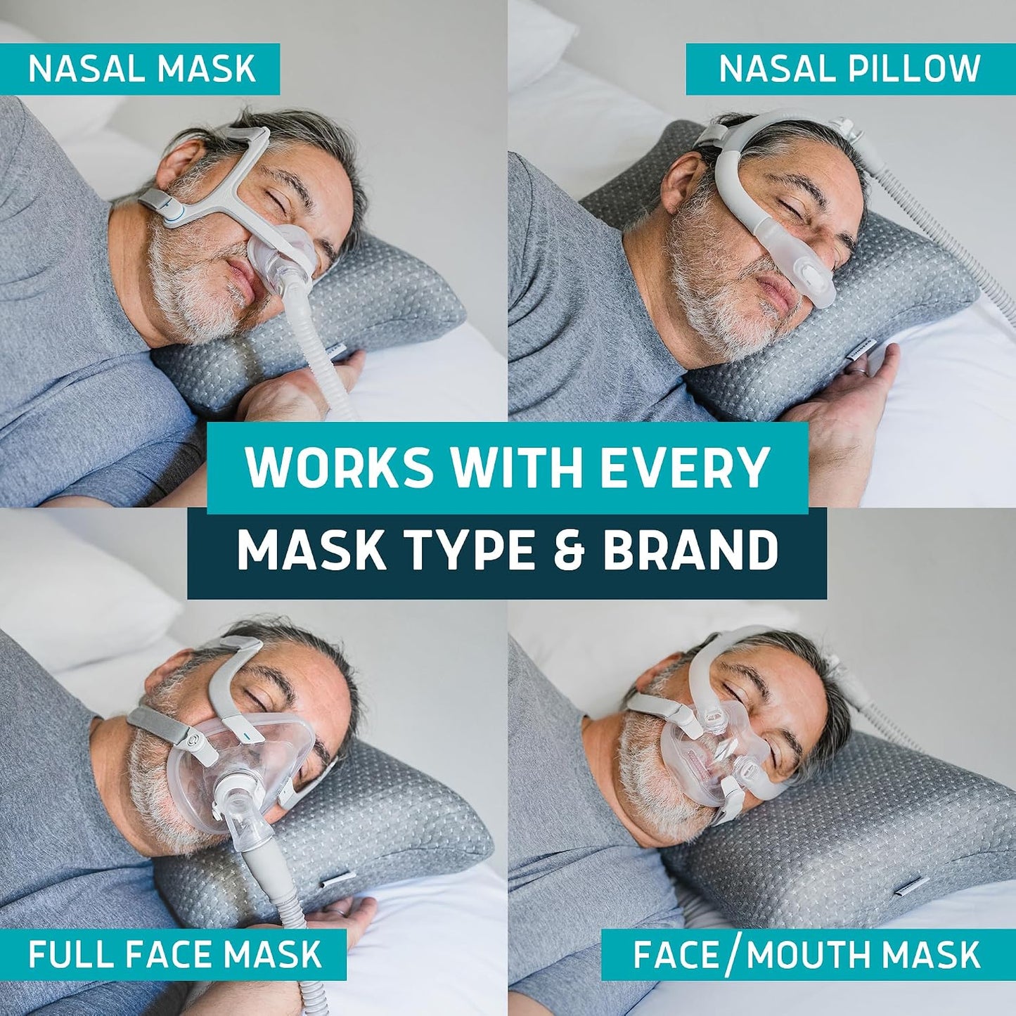 Lunderg CPAP Pillow for Side & Back Sleepers - Memory Foam with Adjustable Height - 2 Pillowcases Included (Machine Washable) - Reduce Air Leaks & Mask Pressure for Better Sleep - Works with ALL Masks
