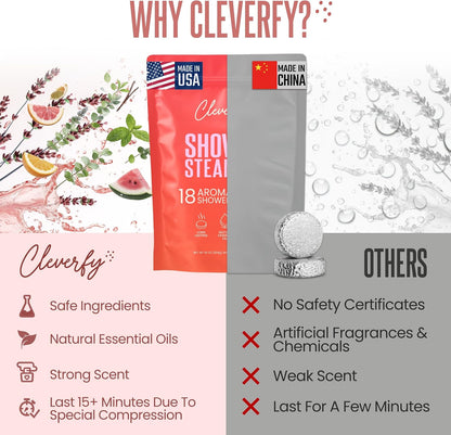 Cleverfy Shower Steamers Aromatherapy Gifts for Women and Men, 18 Tablets