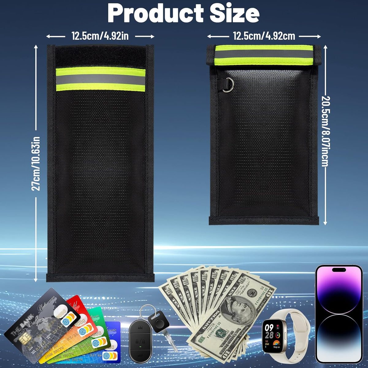 Military Grade Faraday Bags for Phones & Car Keys, Anti-Tracking Anti-Theft Signal Blocking Pouch, Faraday Key Fob Protector