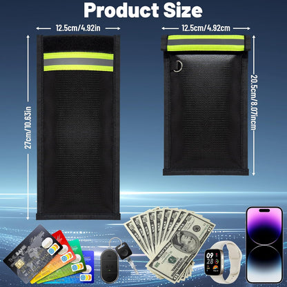 Military Grade Faraday Bags for Phones & Car Keys, Anti-Tracking Anti-Theft Signal Blocking Pouch, Faraday Key Fob Protector