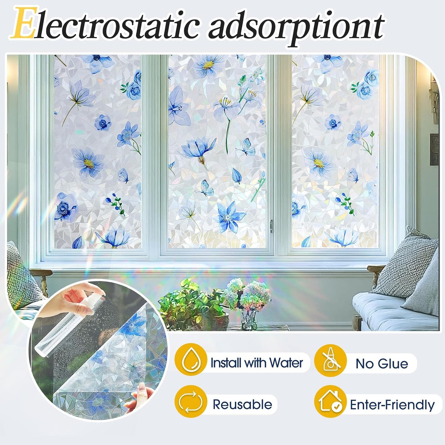 Coavas Blackout Window Privacy Film, Geometric Pattern, 11.8" x 78.7"