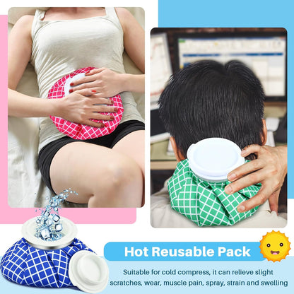 Honoson 4 Pack Reusable Ice Pack for Injuries, Ice Bags Hot Water Bag for Hot & Cold Pain Relief No-Leak Elastic Breathable for Muscle, Joint Pain Swelling, Sports & Home Use(Cute Fruit Style)