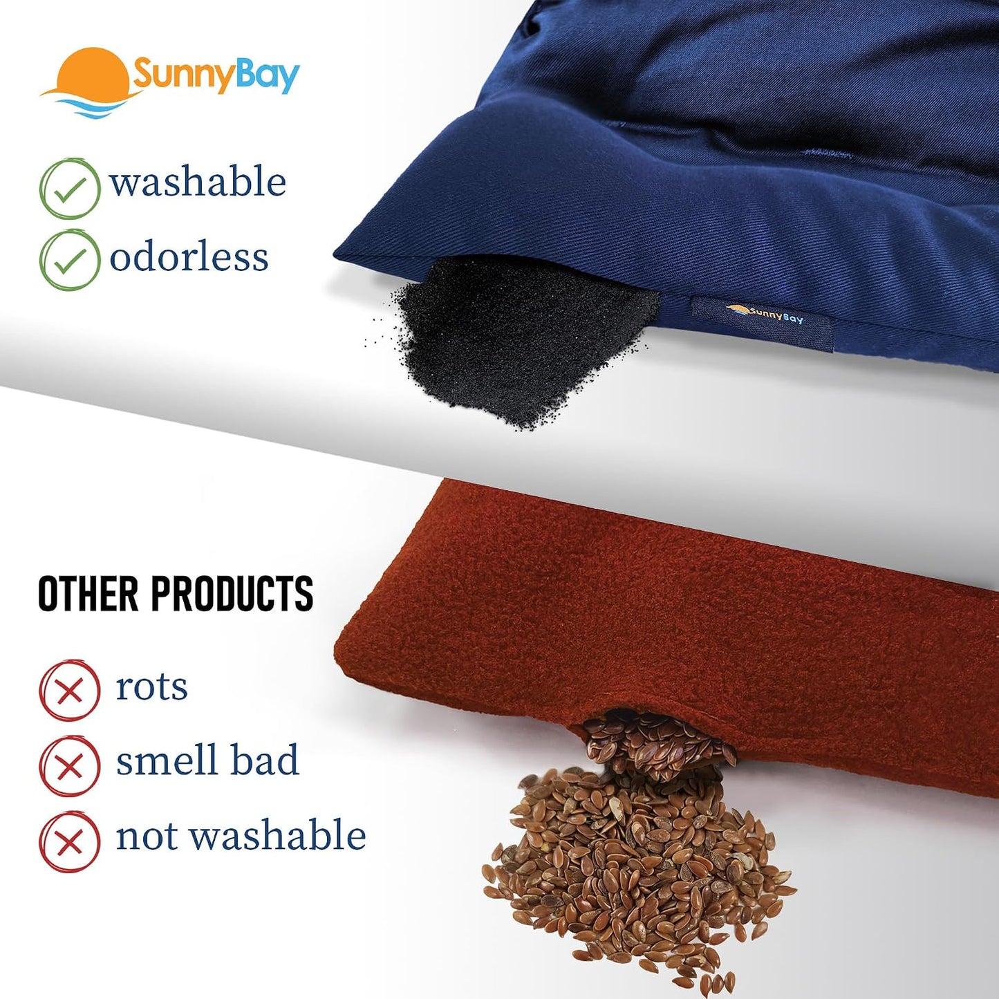 SunnyBay Microwave Heating Pad, Microwavable Moist Hot or Cool Bean Bag Wrap for Neck, Shoulder, Knee, or Back Pain with Fastening Straps, 10x18 Inch Heating Area, 2.8 Lbs, 58 Inches