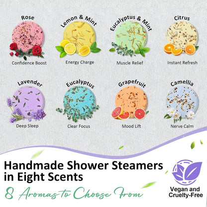 Shower Steamers Aromatherapy Birthday Gifts for Women - 8 Pack Shower Bombs with Natural Essential Oils, Self Care Relaxation Home Spa, Basket Stuffers White Elephant Gifts for Women Mom Wife Teens