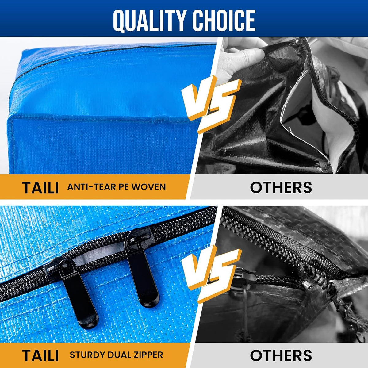 TAILI Blue Extra Large Moving Bags,Storage Bags with Visible Window