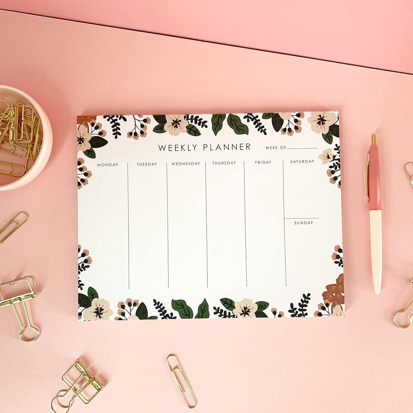 Weekly Planner Notepad - 9x7” inches, 52 tear off sheets - Undated Desk Planner Pad Calendar Notepad Organizer for Weekly To Do List, Notes and Schedule (Lemons)