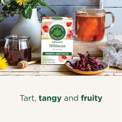 Traditional Medicinals Organic, Hibiscus Tea - Supports Normal Heart Health & Cardiovascular Wellness - Kosher, Non-GMO, Caffeine-Free, Compostable - 16 Tea Bags