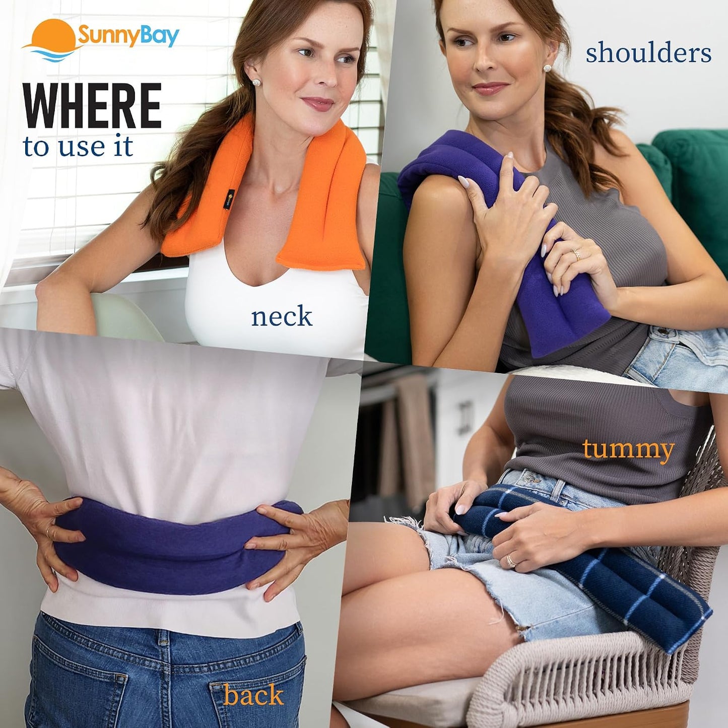SunnyBay Lavender Microwave Heating Pad, 26" Long Microwavable Neck Wrap & Heat Pack for Moist Hot Therapy, Heated Neck Warmer for Neck, Shoulder & Back Pain Relief, Flaxseed Filling, 26x6, Purple