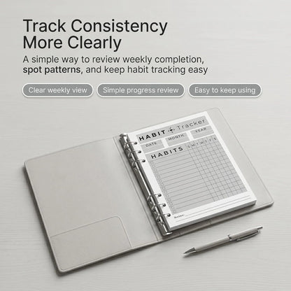 A5 Weekly Habit Tracker Inserts - Motivation & Rewards Pages for Weekly Goals and Consistency, Double-Sided 6-Hole Refill for A5 Binders, 50 Sheets, 100 Pages