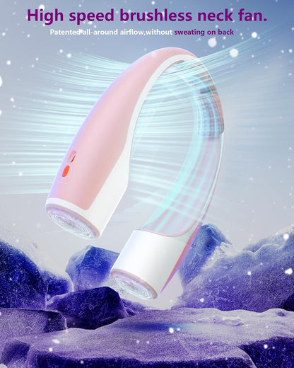 Heelkl AI Neck Fan, 4 Speeds Adjustable Portable Personal Fan Rechargeable, 4000 mAh Battery Faster Cooling Wearable Fan, Ultra Quiet for Home, Office, Travel, Outdoor
