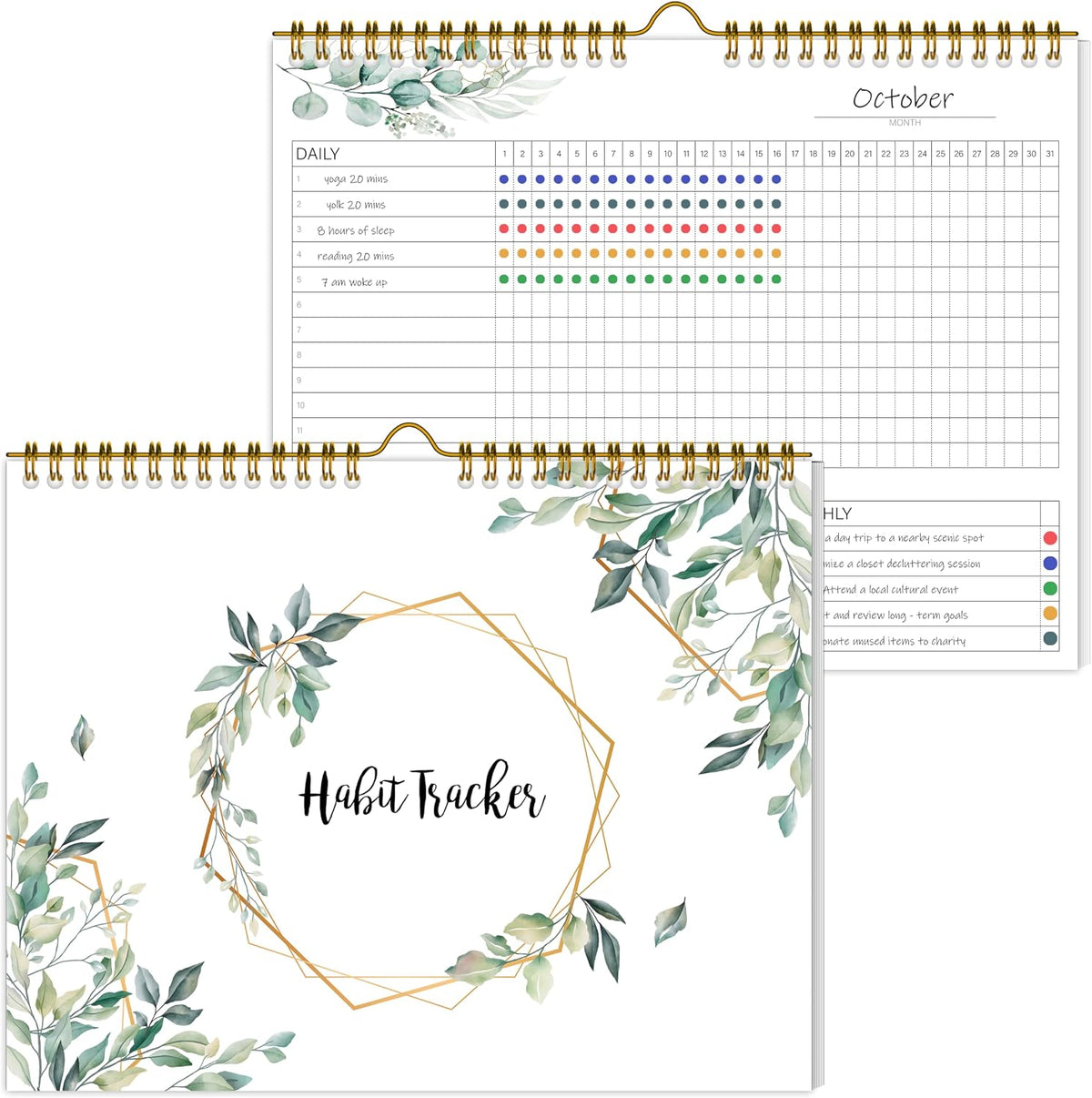Habit Tracker Calendar Undated for Daily, Weekly & Monthly, 8" x 10" (Pink)