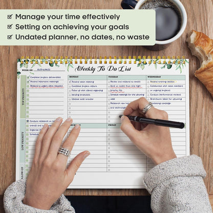 Taja Weekly To Do List Notepad with 52 Undated Sheets（8.5"×11"）- Weekly Desk Planner for Women & Man, Work and Home -1 Pack Violet Dream