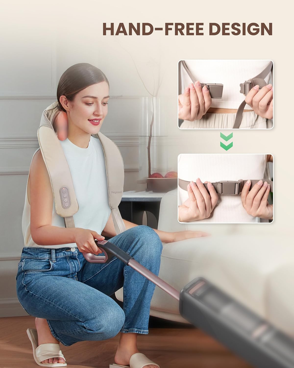 Heycool Cordless Neck Massager with Heat, FSA Eligible HSA 4D Deep Kneading Neck Shoulder Massager for Pain, Shiatsu Back Massager for Shoulder, Gifts for Mom Dad Gifts for Women, Men