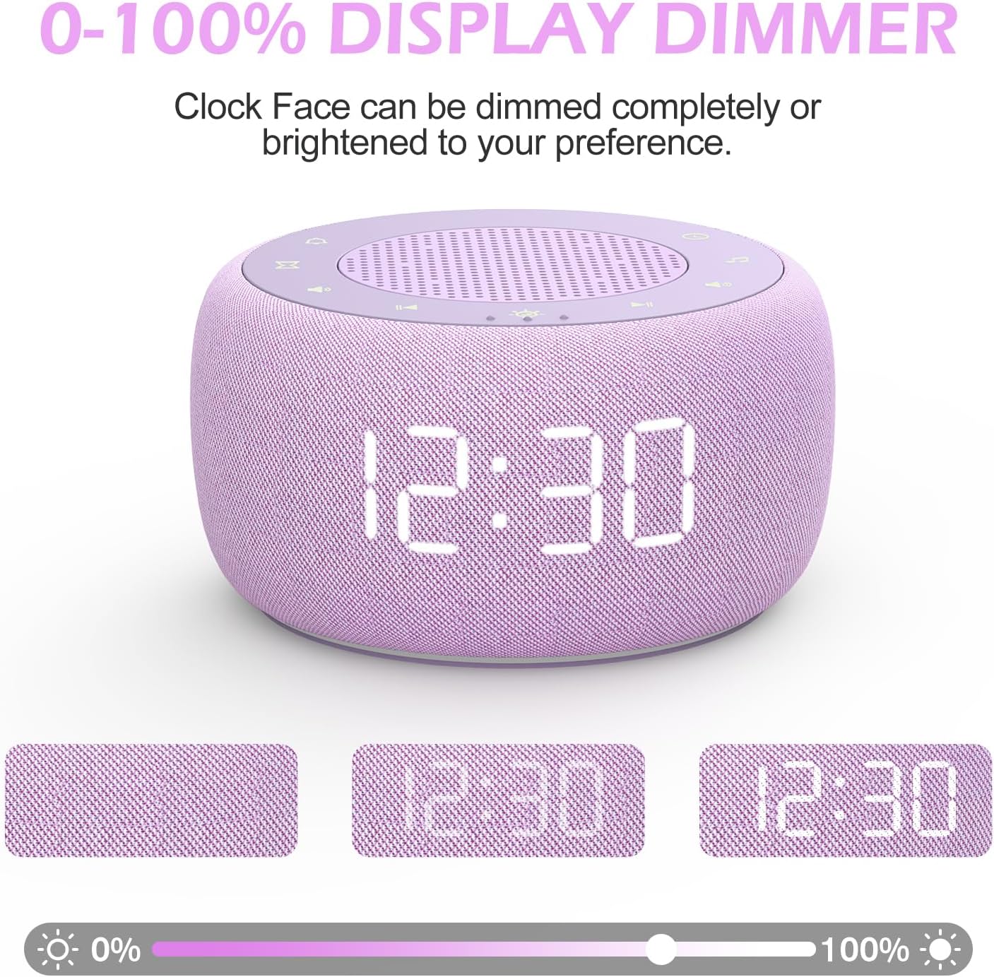 Buffbee Alarm Clock with Sound Machine for Bedrooms – 2-in-1 White Noise Machine for Sleep, Gentle Wake-Up with Soft Alarm Sounds, Ambient Night Light, Plug-in, Sleep Better, Wake Gently