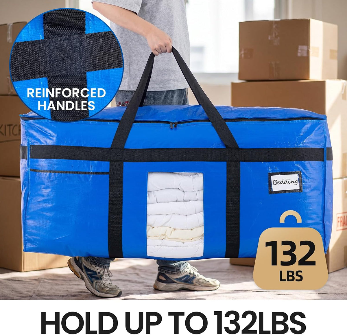 TAILI 69 Gallon Extra Large Storage Bags with Visible Window,Blue