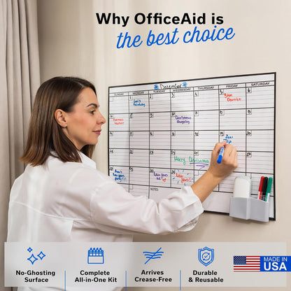 Large Dry Erase Calendar for Wall 36x48, Big Classroom Giant Month, Undated Reusable Family Monthly, Rolled Whiteboard White Board, Calendar Dry Erase Planner for Wall Erasable Large Office 48x36