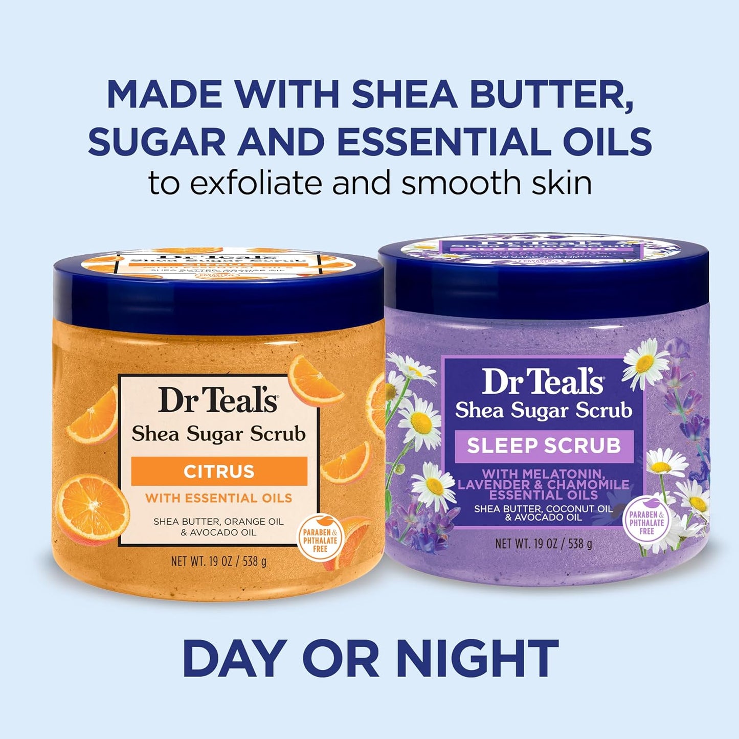 Dr Teal's Shea Sugar Sleep Scrub, with Melatonin, Lavender, & Essential Oils, 19oz (Pack of 3)