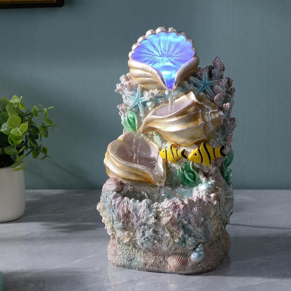 GOSSI Meditation Waterfall Fountain with LED Lights, Indoor Tabletop Water Fountain Decorated with Natural River Rocks, Office & Home Relaxation Decor, Christmas Decoration