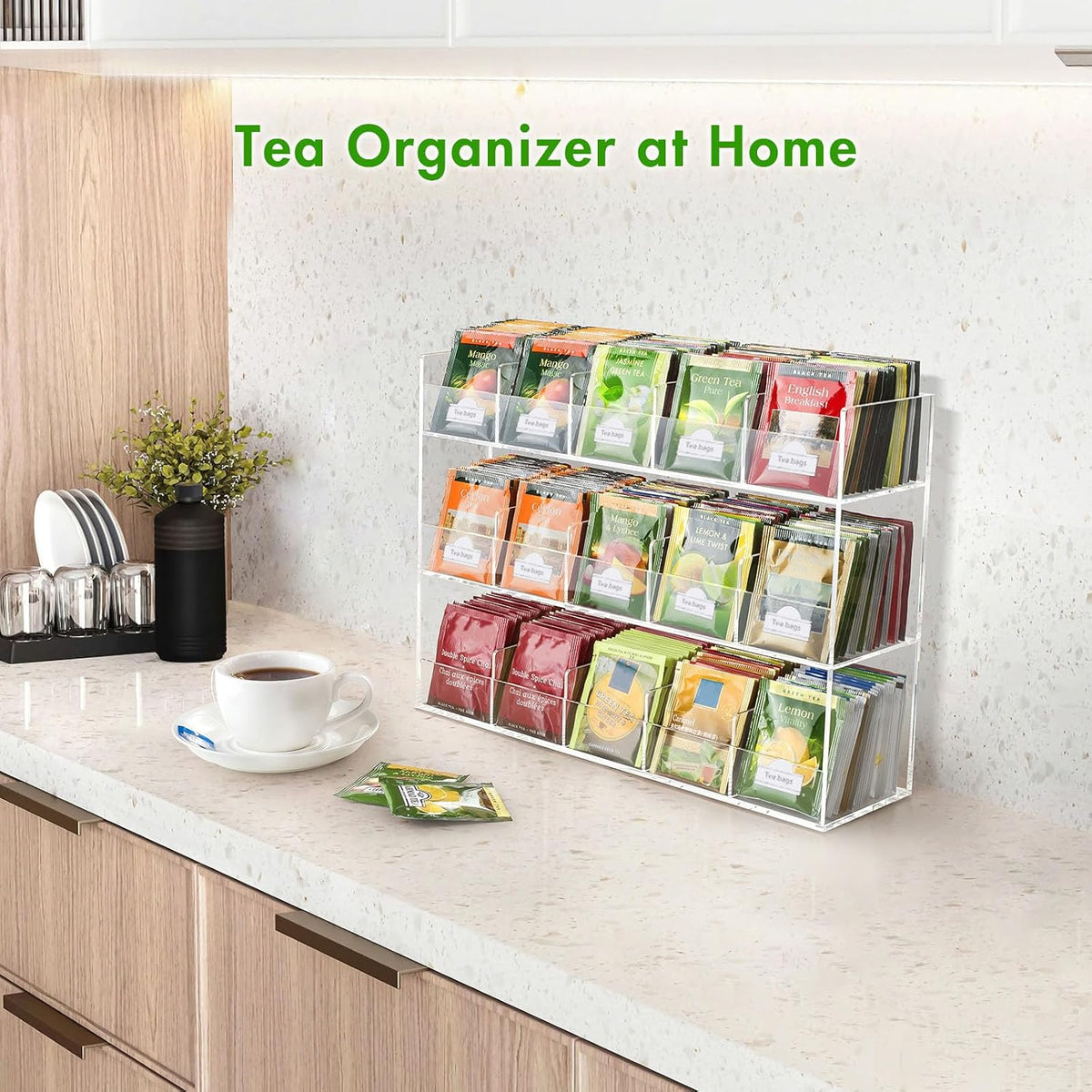 BEYGORM Acrylic Tea Bag Organizer for 216 Tea Packets
