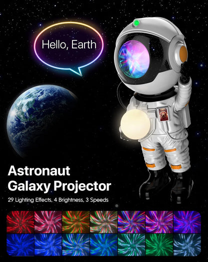 Rossetta Astronaut Galaxy Star Projector Night Light Projector for Kids | 29 Lighting Effects, Night Light Mode, Magnetic Head, Remote Control, Auto-Off Timer, Gifts for Kids, Adults, Party, Birthday