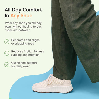 ZenToes Hammer Toe Corrector for Women & Men | Triple Loop Gel Toe Spacers & Separators | Realign Bent, Crooked, Curled, Claw, Hammertoes | Firm Support for Straightening | 4 Pack, Clear