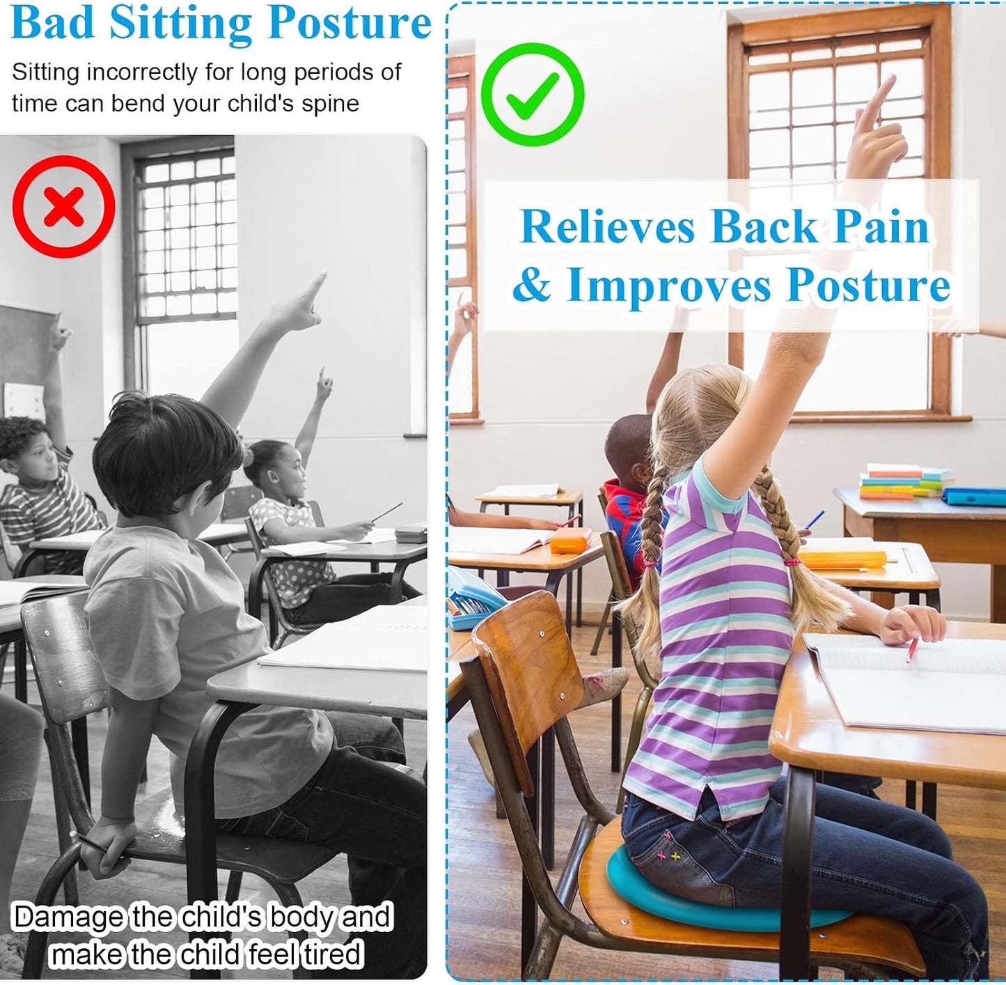 10 Pcs Wobble Cushion Wiggle Seat for Sensory Kid Flexible Seating Promotes Active Learning Improves Student Productivity Stability Inflated Balance Disc Pad with Air Pump for Classroom