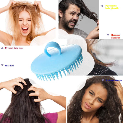 4Pack Hair Scalp Exfoliator Brush Dandruff Cleaning brush, Flexible Scalp Massager, Shower Shampoo Brush for Home, Office, Travel and Pets-BBTL