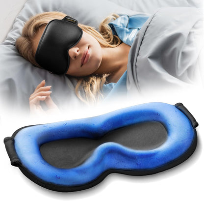 3D Weighted Cooling Gel Eye Mask for Sleeping, FSA Eligible Items HSA, 6oz Gel-Weighted Sleep Mask, 100% Blackout, Gentle Pressure & Cold Relief for Migraine, Ice Cold Mask for Travel Essentials