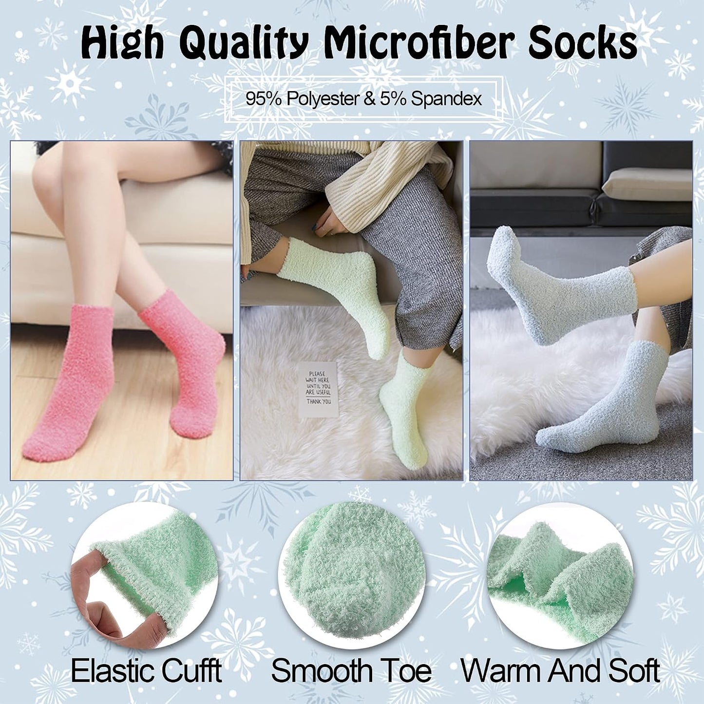 LANLEO 5/6 Pairs Womens Super Soft Fuzzy Plush Warm Winter Home Sleeping Slipper Socks