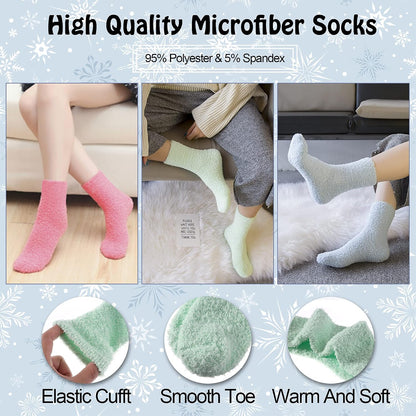 LANLEO 5/6 Pairs Womens Super Soft Fuzzy Plush Warm Winter Home Sleeping Slipper Socks