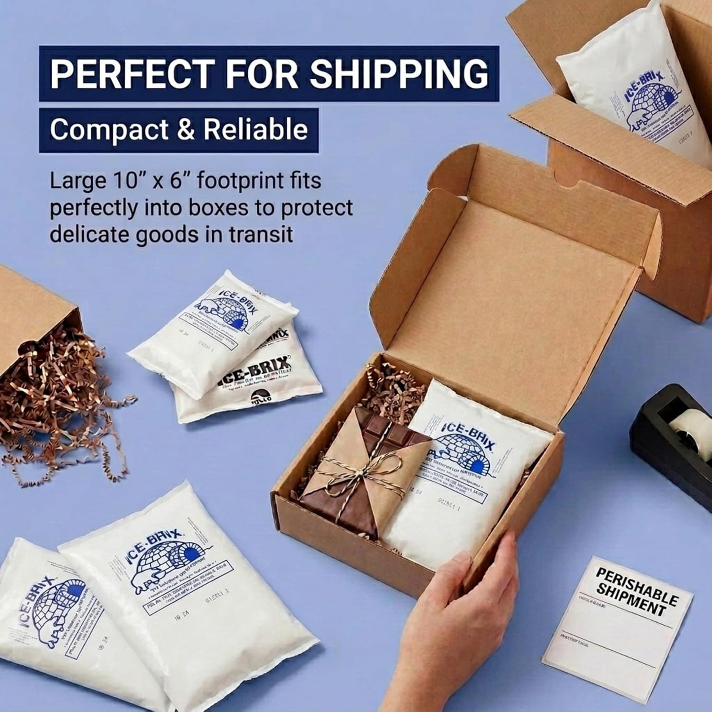 ICE-BRIX Reusable Gel Ice Packs for Shipping, 5 x 2.75 x 0.75 in, 3 oz White (96 Pack) - Compact Cold Packs for GLP-1 Medication Mailers, Lunch Boxes, Small Coolers, Frozen Food & Perishables