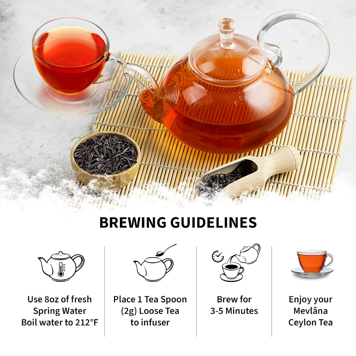Mevlâna Ceylon Earl Grey Black Tea, Light Bergamot, 1 lb