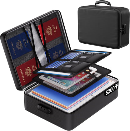 ENGPOW 5200°F Fireproof Document Bag with Lock,8 Layers Heat Insulated