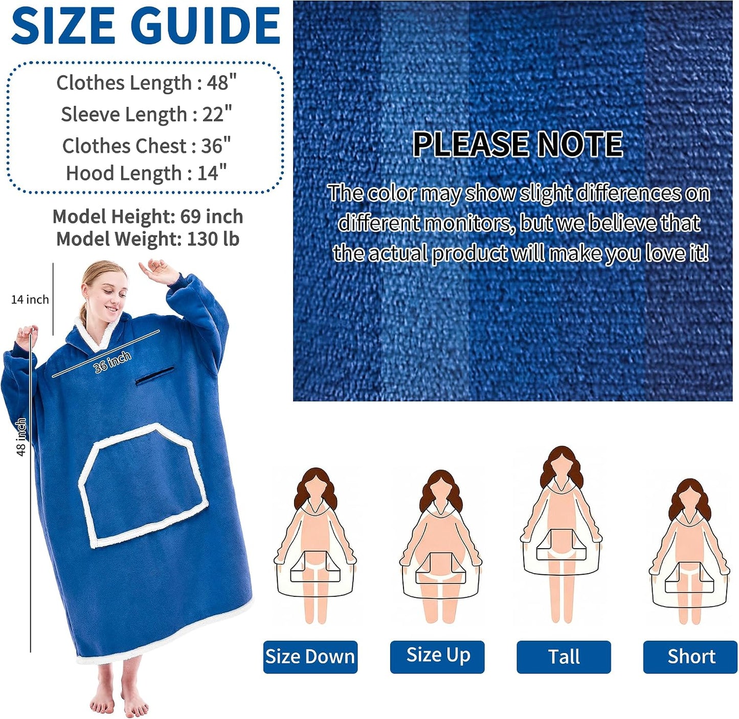 IFNOW Wearable Blanket Hoodie, Oversized Sherpa Fleece Hooded Blanket Sweatshirt with Eye Mask and Pocket, Comfy Long Flannel Blanket for Adults Men,Gifts for Women Mom Girlfriend,MoonFace