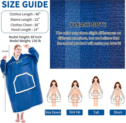 IFNOW Wearable Blanket Hoodie, Oversized Sherpa Fleece Hooded Blanket Sweatshirt with Eye Mask and Pocket, Comfy Long Flannel Blanket for Adults Men,Gifts for Women Mom Girlfriend,MoonFace
