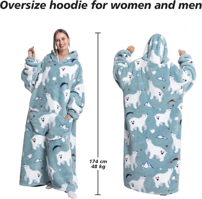 Capecage Blanket Hoodie, Long Hooded Blanket Sweatshirt as Birthday Gifts for Women Men, Long Wearable Blanket for Women Men.
