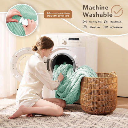 Homemate Heated Blanket Electric Throw - 50"x60" Heating Blanket Throw 1/2/4/6/8 Hours Auto-Off 10 Heat Levels Over-Heat Protection Soft Flannel Sherpa Heater ETL Certification