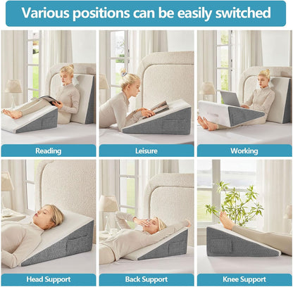 Nordjager Wedge Pillow for Sleeping, 24 x 24 x 10 Inch Bed Wedge