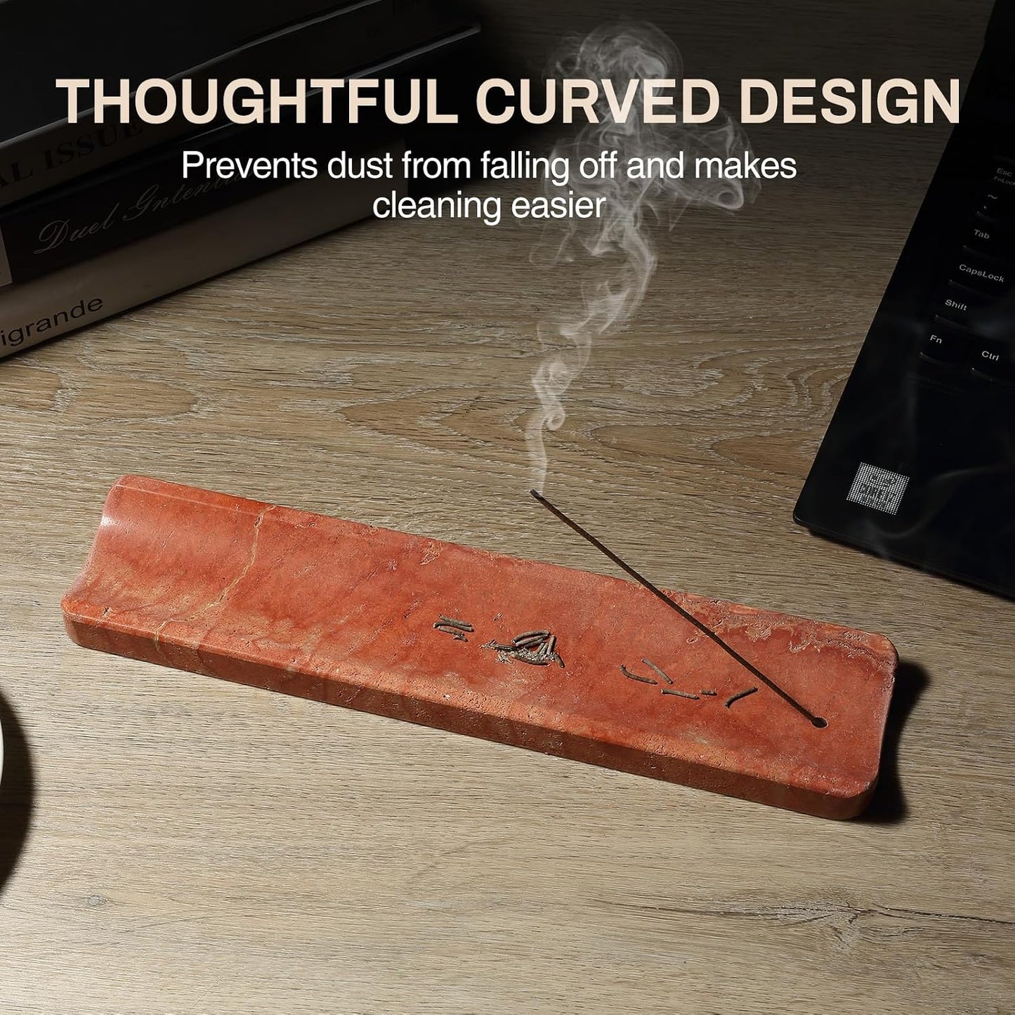 Koville Marble Incense Holder, Incense Holder for Sticks, Incense Sticks Holder Ash Catcher for Meditation Yoga SPA, Natural Stone Incense Burner, Home Table Decor (Grey)