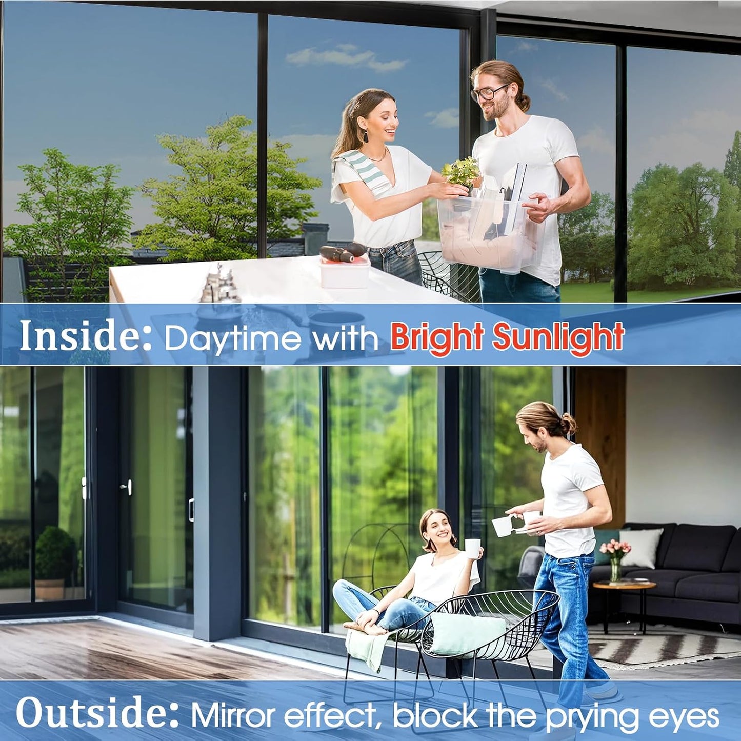 Coavas Blackout Window Film, 100% Light Blocking Privacy Window Film, No Glue Static Cling, Heat & UV Blocking, Removable Room Darkening Window Cover, Renter Friendly for Bedroom, 17.5x78.7Inch,Black