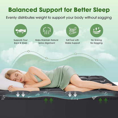 Mattress Pad Queen Size, Cooling Pillow Top Mattress Topper, Ultra Soft Viscose Made from Bamboo, Breathable for Hot Sleepers, Deep Pocket 8"-20", Green