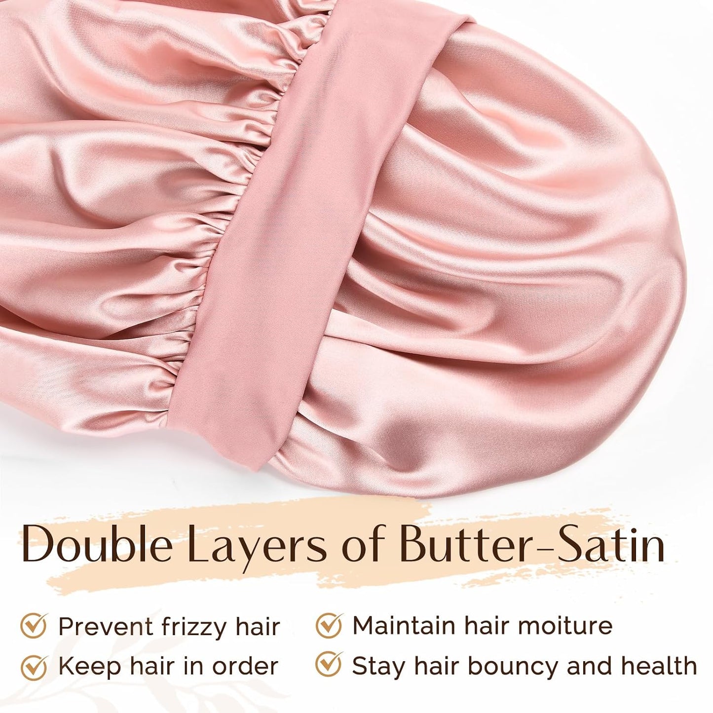 YANIBEST Silk Bonnet for Sleeping Women, Double Layer Hair Satin Bonnets with Elastic Band, Sleep Cap Curly Natural Hair